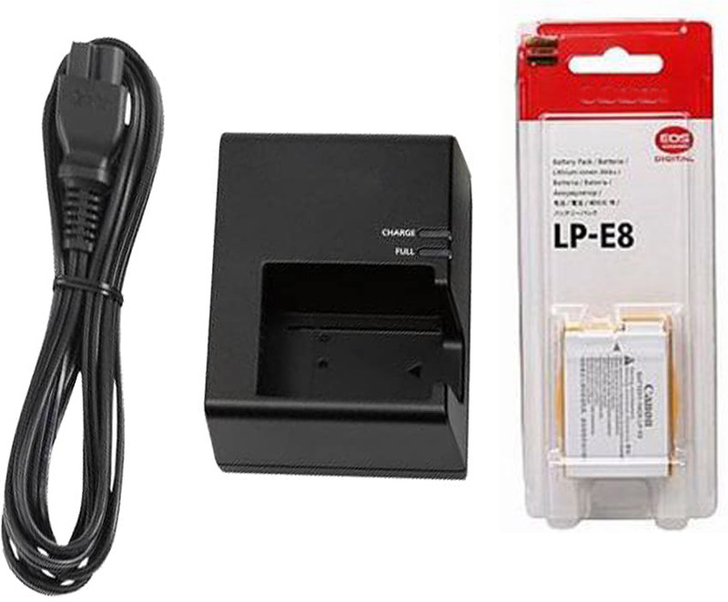 Picmaa LP-E8 camera Charger with battery and cable - for Rebel ,LC-E8E Camera Battery Camera Battery Charger(Black)