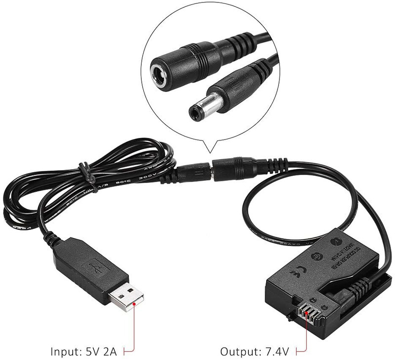 DIGICLIMBER DR-E8 LP-E8 LPE8 Dummy Battery + 5V-8.4V USB Driver Cable ACK-E8 Camera  Camera Battery Charger(Black)