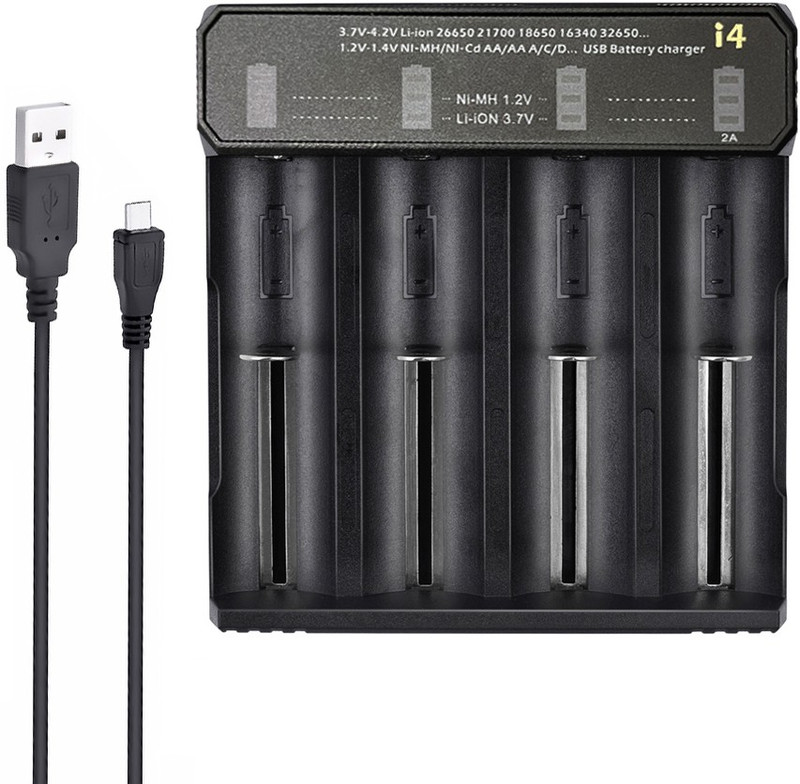 amiciSmart Rechargeable Battery Charger with LED Indicator and Adjustable Charging Speed Camera Battery Charger(Black)