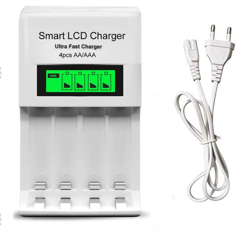 Camstuffs Smart LCD AA/AAA Battery Charger 4 Slot Ni-MH Rechargeable Cell Charger Camera Battery Charger(Black)
