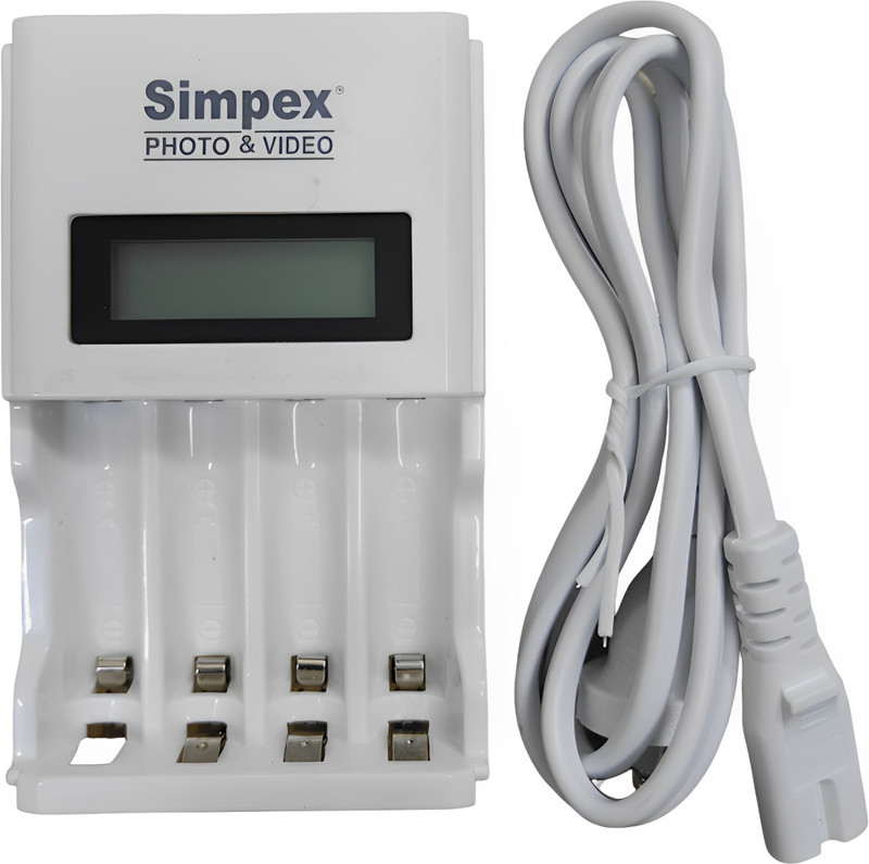 Simpex 333 Pro Fast Charger for AA/AAA Rechargeable Batteries with LCD Display  Camera Battery Charger(White)