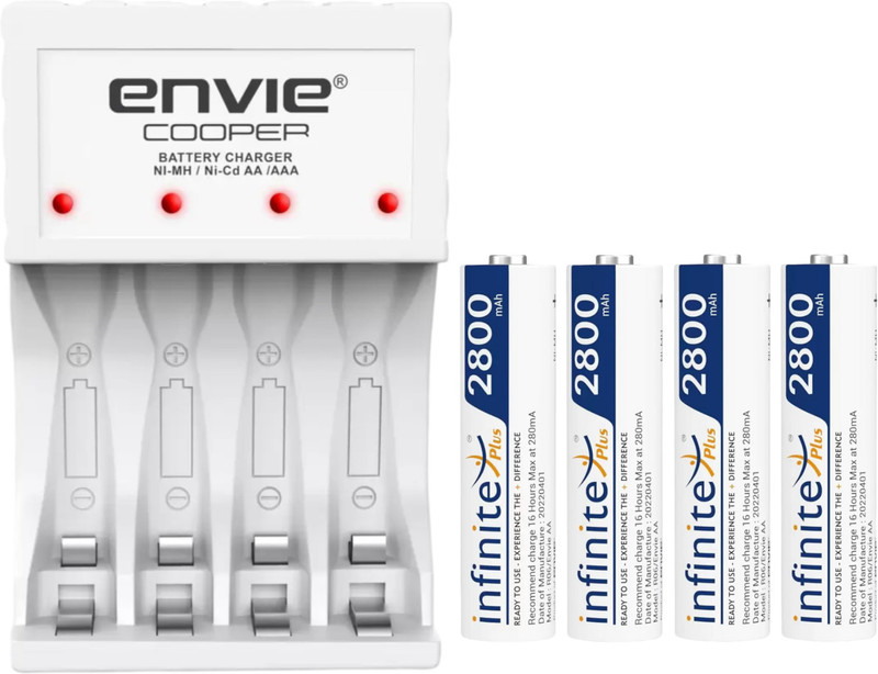 Envie Ecr 20MC With 2800mAh 4pl Rechargeable Battery For AA & AAA With LED Indicator Camera Battery Charger(White)