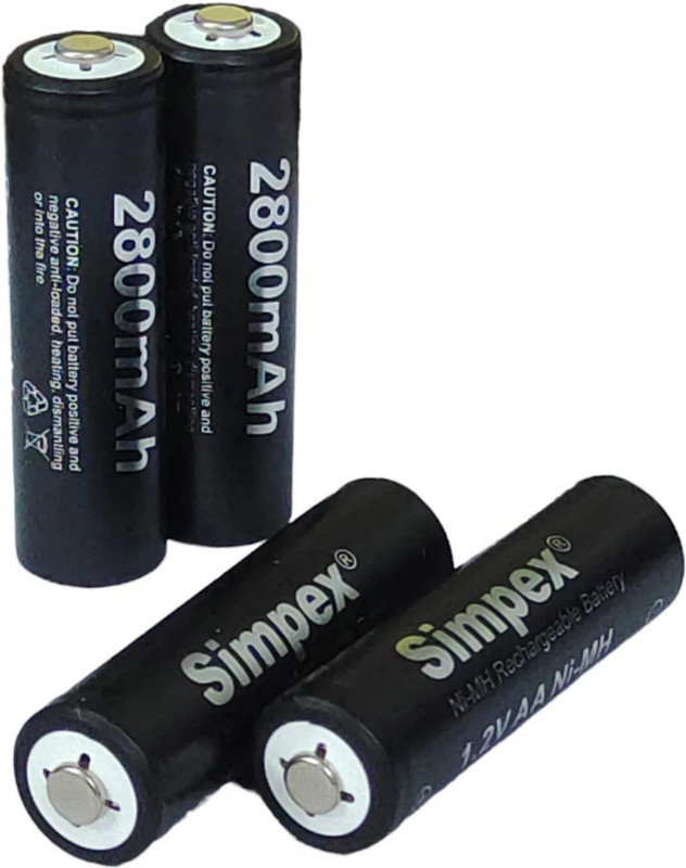 Simpex 2800mAh Ni-MH AA Ready to Use Rechargeable Battery Pack of 4 (Black Edition)  Camera Battery Charger(Black)