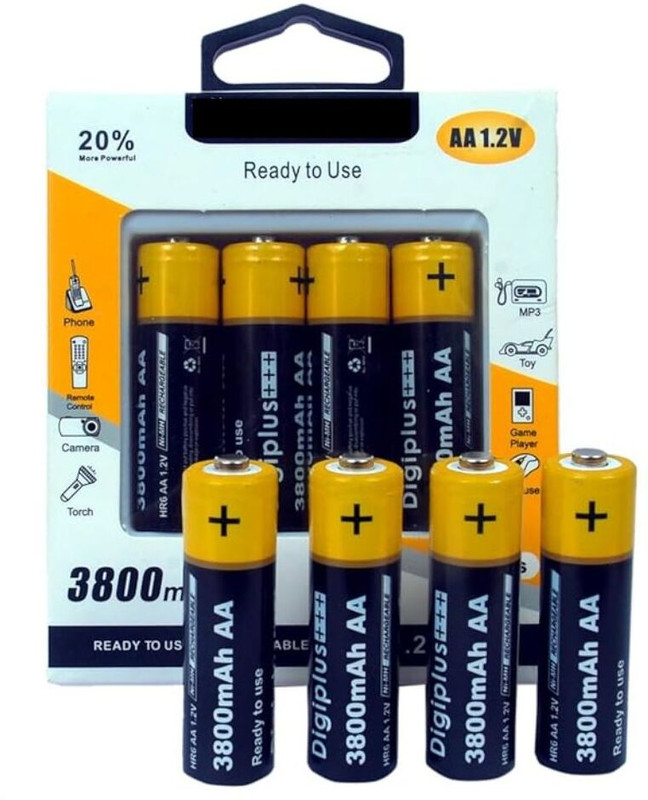 Camstuffs camera flashlight 3800mAh Rechargeable AA Cell battery – Pack of 4 |  Camera Battery Charger(Yellow)
