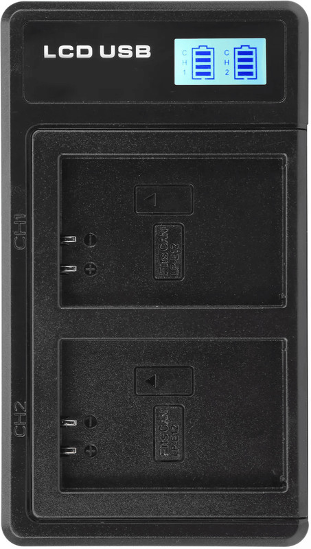 DIGICLIMBER LP LP-E12 Dual USB LCD display charger M10,100,200,SL1,EOS 100D,M50,,MII Camera Battery Charger(Black)