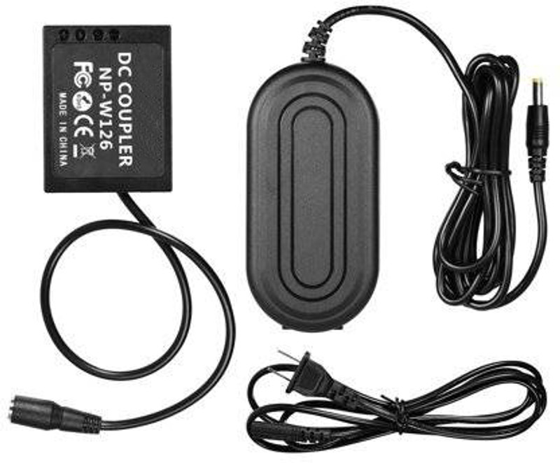 Camstuffs NP-W126 Dummy Battery Coupler + AC Power Adapter Compatible with Fuji Cameras Camera Battery Charger(Black)