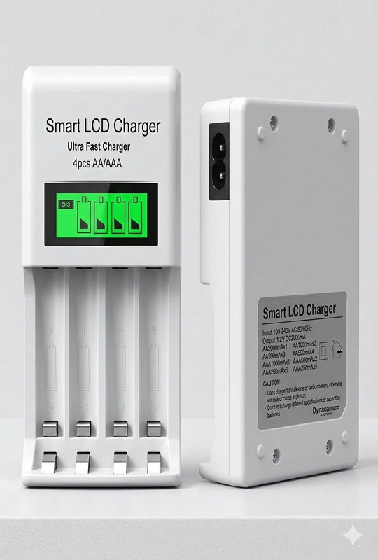 Camstuffs AA Cell Charging Rechargeable Battery LCD Fast Charger  Camera Battery Charger(White)