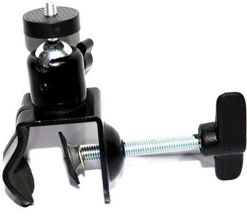 MILLETS C-Clamp Camera Mount U Clip Metal Bracket with 1/4'' Ball Head Connector for Photo Studio Light Stand DSLR Flash (Black) Rotating Flash Bracket