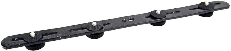 MILLETS 14" 4 Flash Bracket with Twin 1/4" & 3/8" and Quad Four Hot Shoe Video Light Bar Straight Flash Bracket