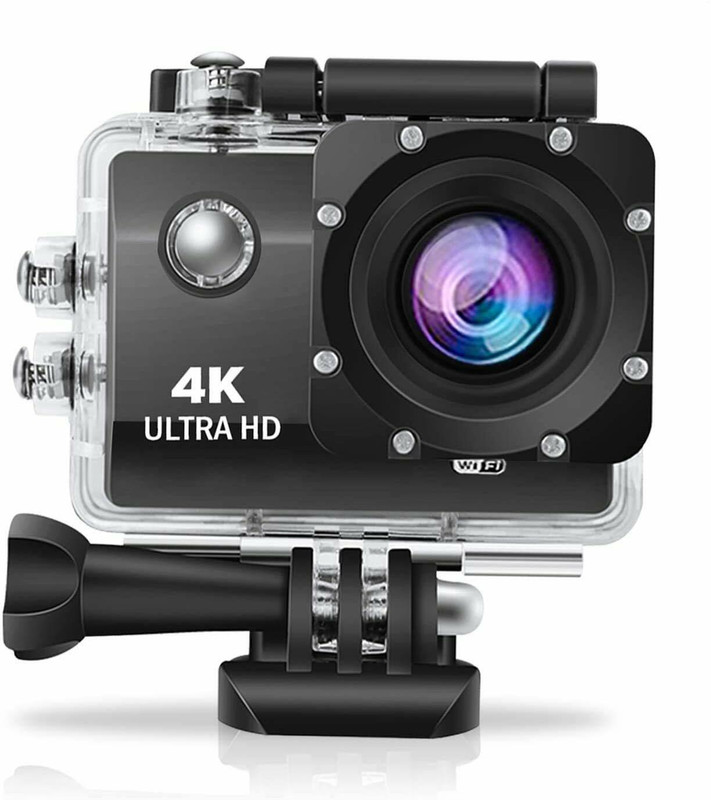 TechKing Action Camera Action Camera 4K, 170° Wide-Angle Lens,EIS UHD WiFi Camera with Waterproof Case, Vlog Camera with Accessory Installation Kit Sports and Action Camera(Black, 16 MP)