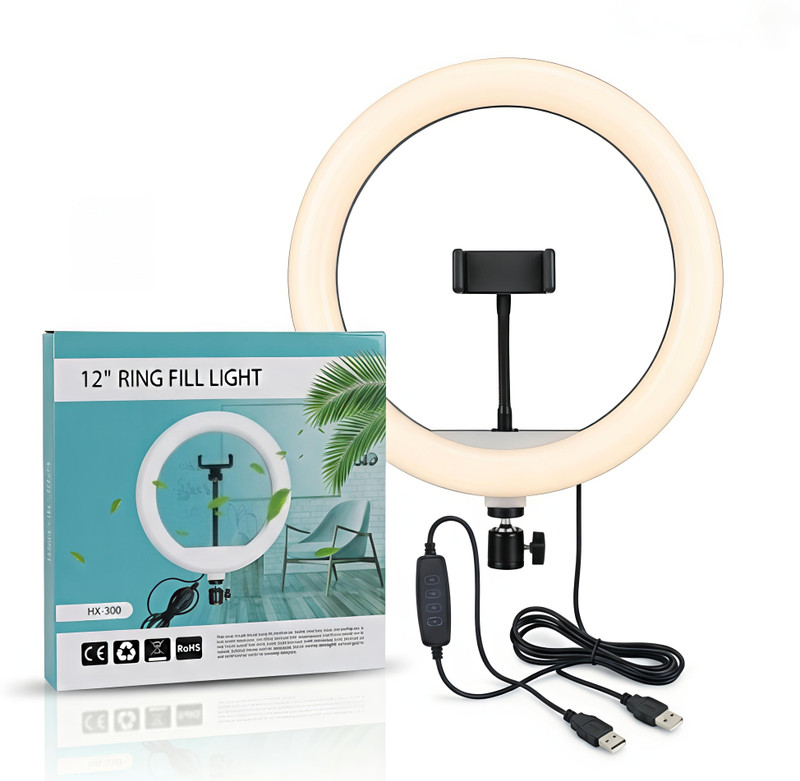 zoya enterprises 12" LED Ring Fill Light with Phone Holder (HX-300) 2800 lx Camera LED Light