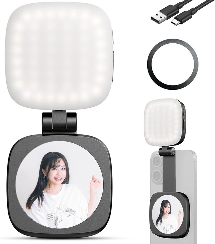 SUICUNE Magnetic Selfie Light for iPhone, 5 Color Extendable Phone Light 1 lx Camera LED Light(Batteries Included)