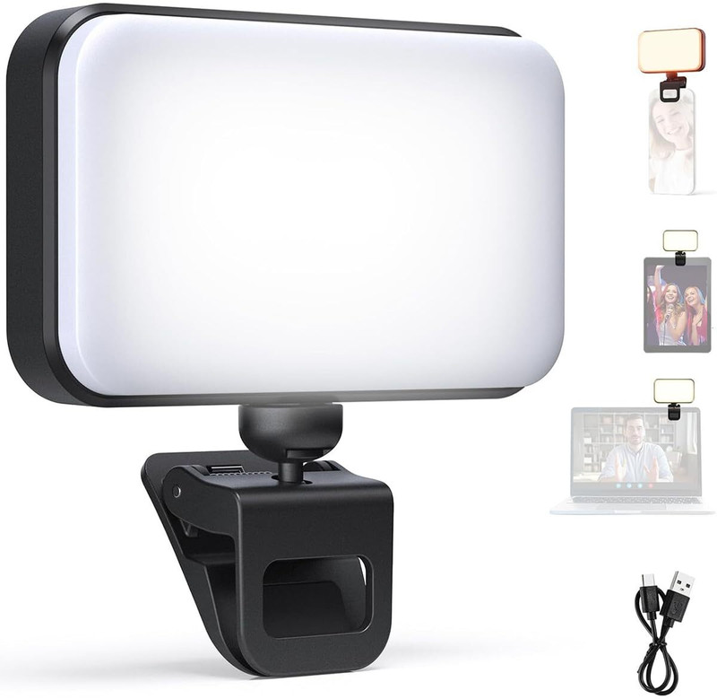 SUPVOX LED Selfie Light Clip On Portable 0 lx Camera LED Light(Batteries Included)