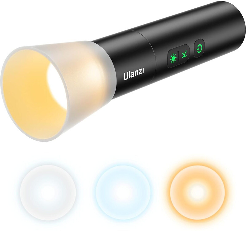 ULANZI LM07 LED Photography Flashlight Bi-Color Zoomable 2000mAh Video LED Light 1620 lx Camera LED Light(Batteries Included)