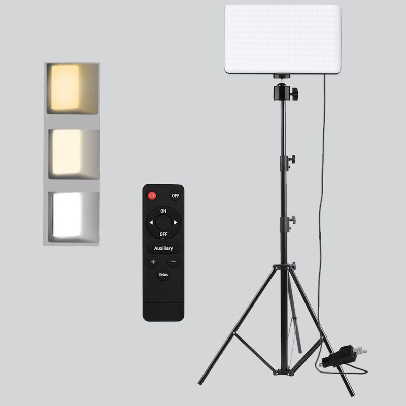 DawnRays 11 inch LED Panel Camera Light 3 Colors Video Light with 7 feet Long Light Stand 3600 lx Camera LED Light