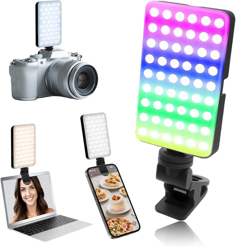 Clefairy RGB Video Light, Pocket LED On-Camera Video Lights, 3000-6500K Full Color 1000 lx Camera LED Light(Batteries Included)