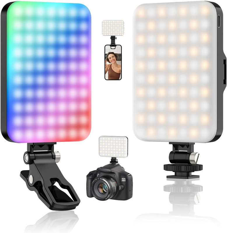 SUICUNE Mini Selfie Light Rechargeable Clip-on Light for Phone Laptop Tablet 1000 lx Camera LED Light(Batteries Included)
