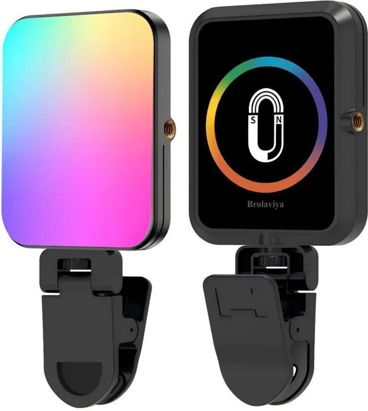 BROLAVIYA Rechargeable RGB Lighting for Mobile Selfie Photography & Video 3 Modes/Magnetic 500 lx Camera LED Light(Batteries Included)