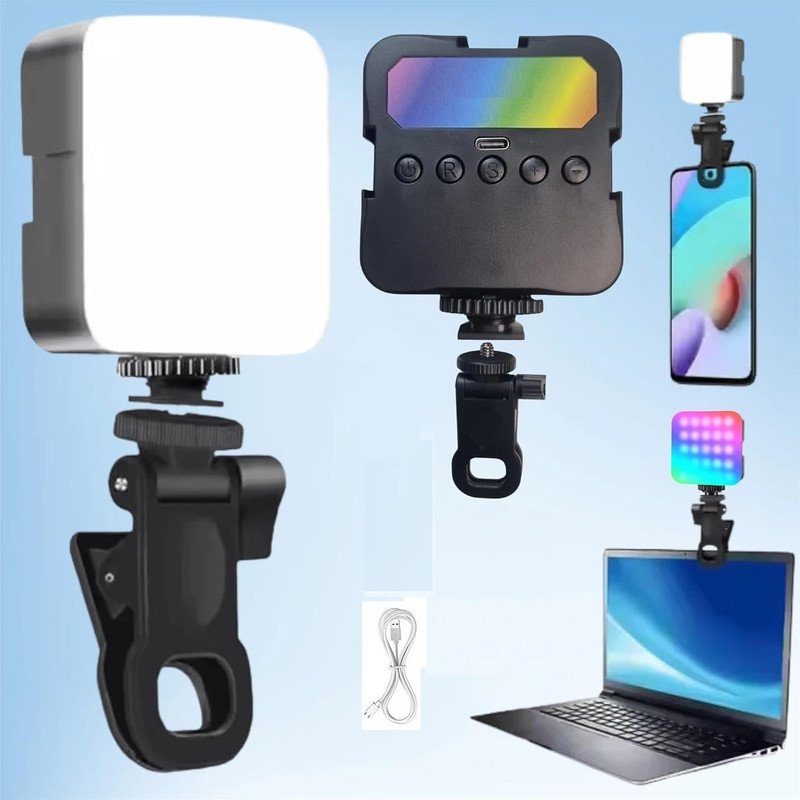 Like Star Selfie Light Rechargeable 1800mAh Portable Light Mini Clip LED Video Light 100 lx Camera LED Light(Batteries Included)
