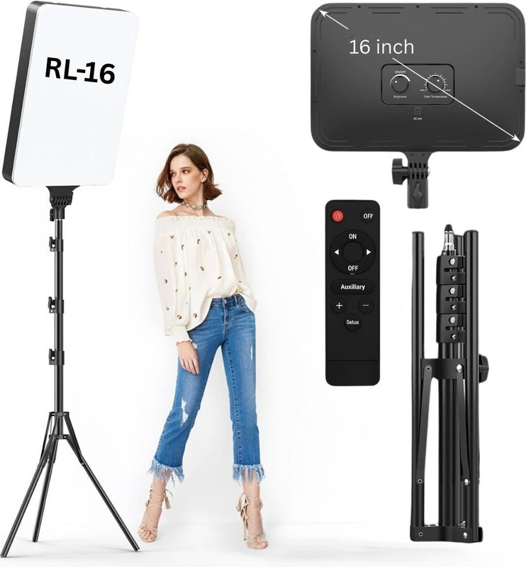 IMAGINEA 11 Inch LED Soft Camera Light with 9ft Adjustable Tripod Stand & Wireless Remote 2800 lx Camera LED Light