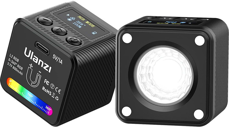 ULANZI RGB Video Light, L2 LED Camera Lights 360° Full Color Magnetic Mini Cube Light 800 lx Camera LED Light(Batteries Included)