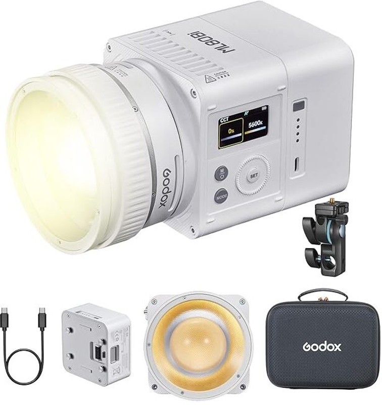GODOX ML80Bi with Battery Bi-Color 2800-6500K CRI 96+TLCI 97+ Mini Led Photo Moonlight 29600 lx Camera LED Light(Batteries Included)