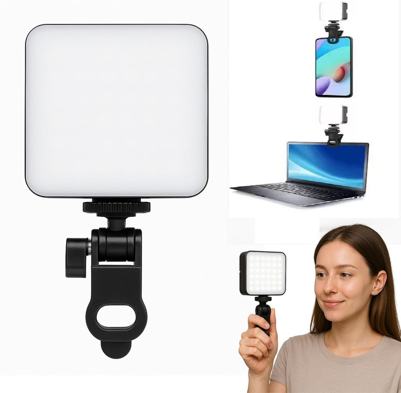 GUOi LED Pocket Video Light with Adjustable Brightness, USB Rechargeable, Clip-On 100 lx Camera LED Light(Batteries Included)
