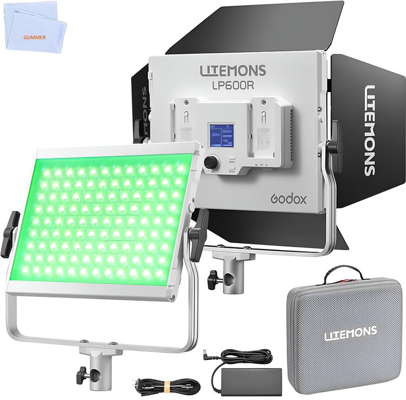 GODOX LP600R 60W RGB LED Light Panel, 1800K-10000K & 14 FX Effects APP CRI96+ 9270 lx Camera LED Light