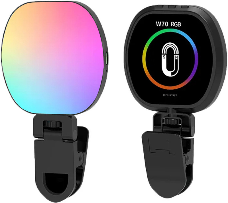 BROLAVIYA Portable Full Color RGB Video Light with Adjustable Brightness 500 lx Camera LED Light(Batteries Included)