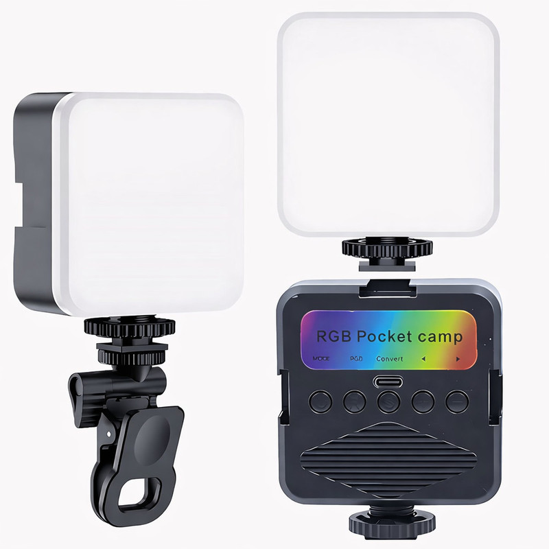 ANSHAURA LED Pocket Video Light with Adjustable Brightness, USB Rechargeable, Clip-On 100 lx Camera LED Light(Batteries Included)