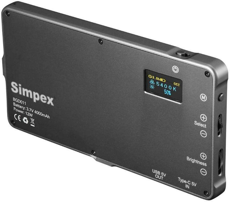 Simpex Portable RGB LED Video Light 12W , 4000mAh Built in Battery with C Type Charging 96 lx Camera LED Light(Batteries Included)