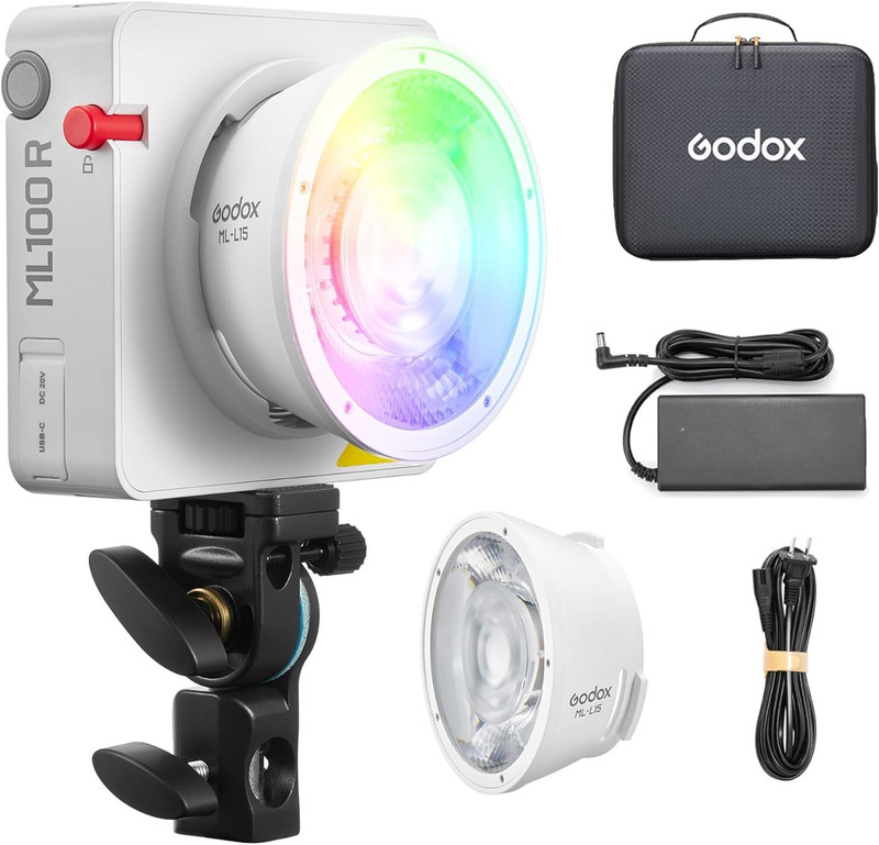 GODOX ML100R RGB LED Video Light 110W CCT 1800K-10000K,App Control , 14 FX Effects 0 lx Camera LED Light