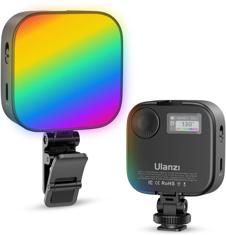 Hiffin ULANZI U60 RGB Video Light, 2500mAh, CRI95+, 2500-9000K, Dimmable 600 lx Camera LED Light(Batteries Included)