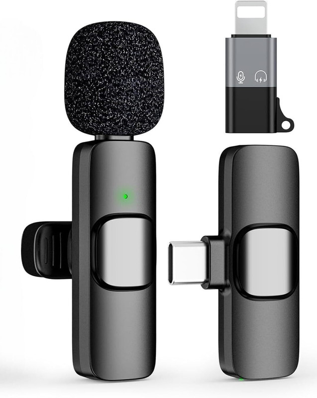Kazotra Microphone for Type-C Android & iPhones Noise-Cancelling Lapel Mic for Youtubers Camera Microphone