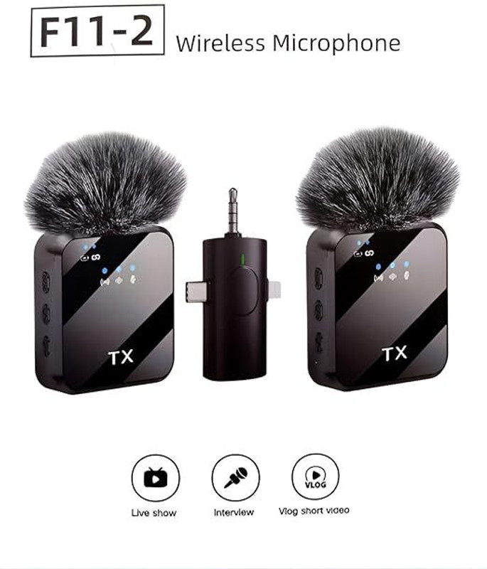 WauroNix F11-2 Wireless Collar Mic | 3-in-1 Type-C Mic for YouTube & Reels Camera Microphone