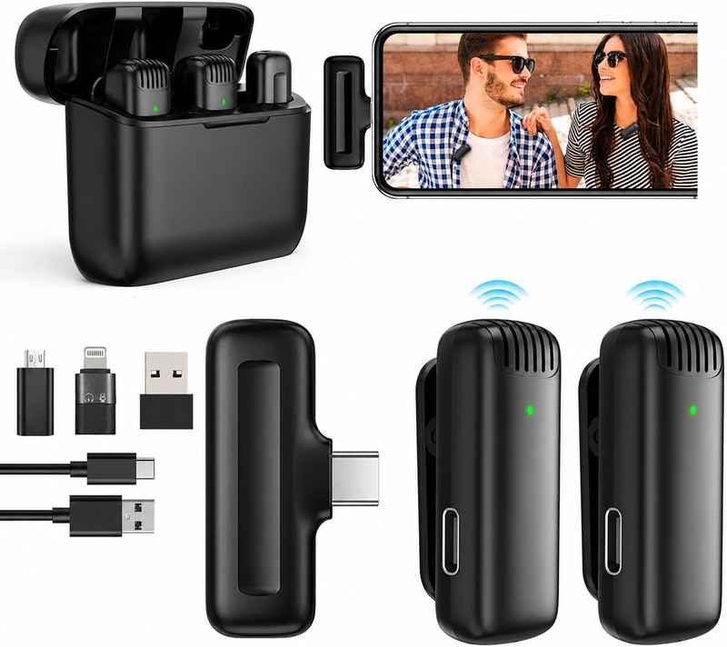 RV Enterprises J13 Wireless Mic with Charging Case Camera Microphone