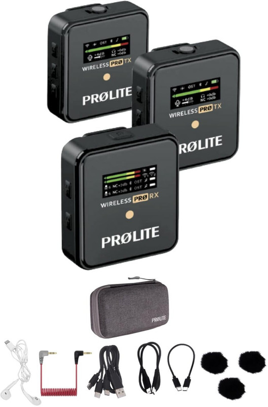 Prolite WMS PRØ X1 (with Bag) | 1RX, 2TX | For Camera, Mobile | Karaoke, Bluetooth Music Camera Microphone