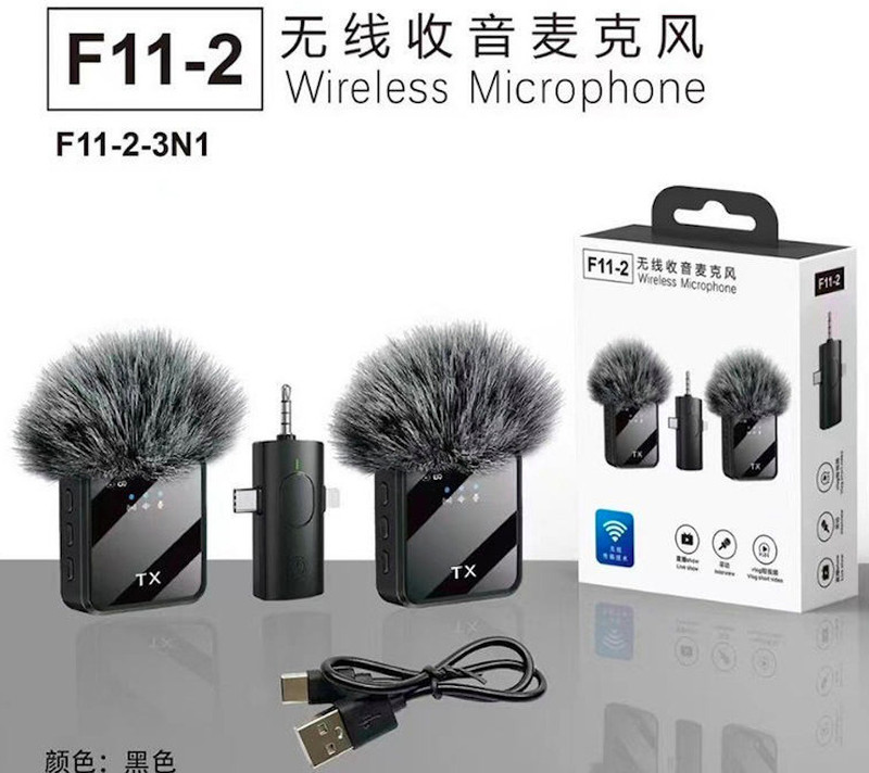 Kay-Joy F11-2 Wireless Lavalier Microphone 3-in-1 | Noise Cancelling Mic for YouTube Camera Microphone