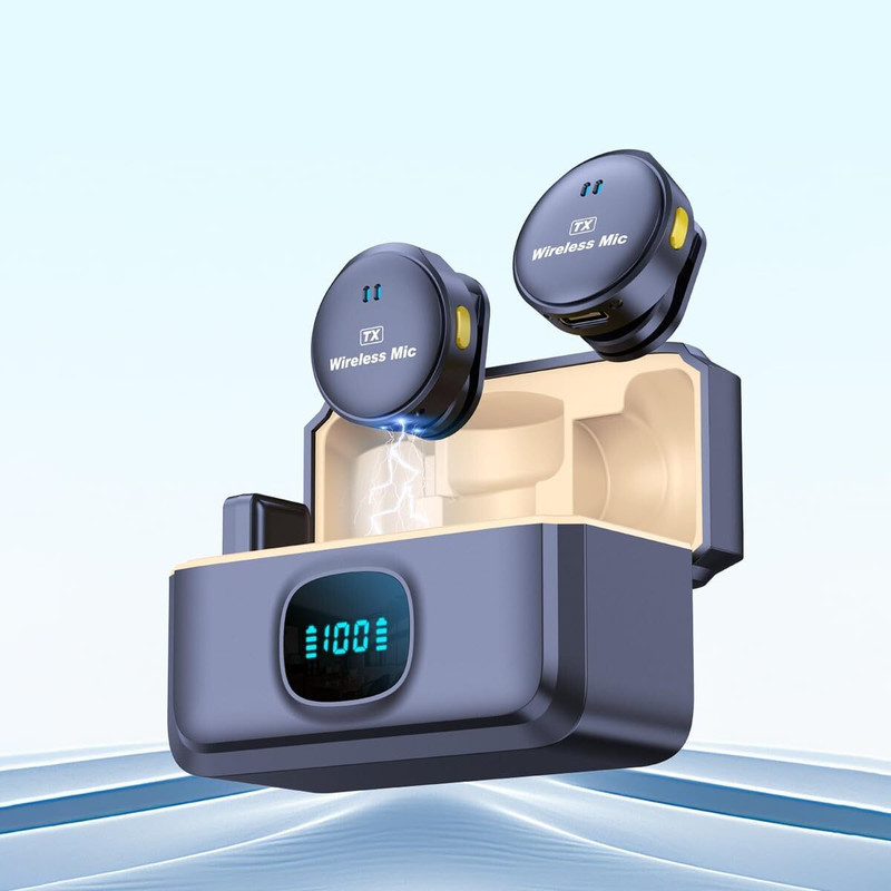 FITRIC Wireless Lavalier Lapel Mic with Round Button for Vlog & YouTube Microphone