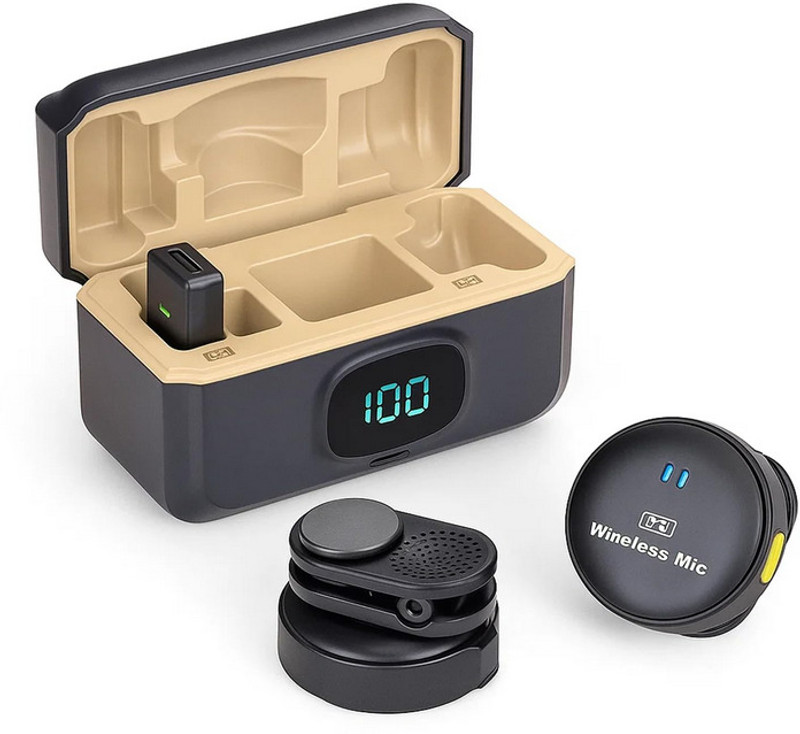 HRYFiNE 2.4G Wireless Mic for Youtuber,Android/iOS with Noise Cancellation,40Hrs Battery Camera Microphone