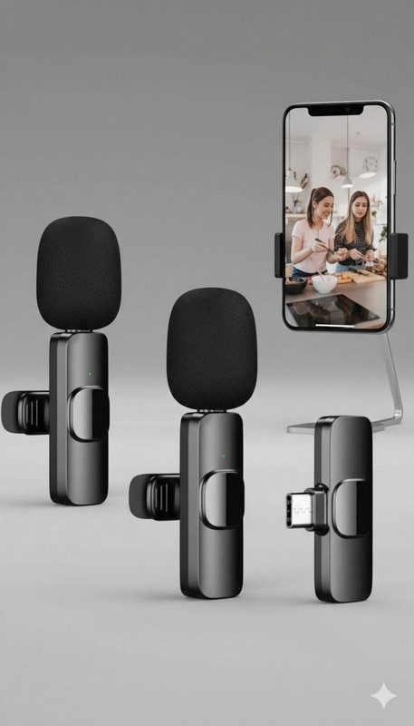 Liwook Wireless k9 Dual Microphone for YouTube, Vlogging, Podcasts-Instagram Reel Insta Camera Microphone