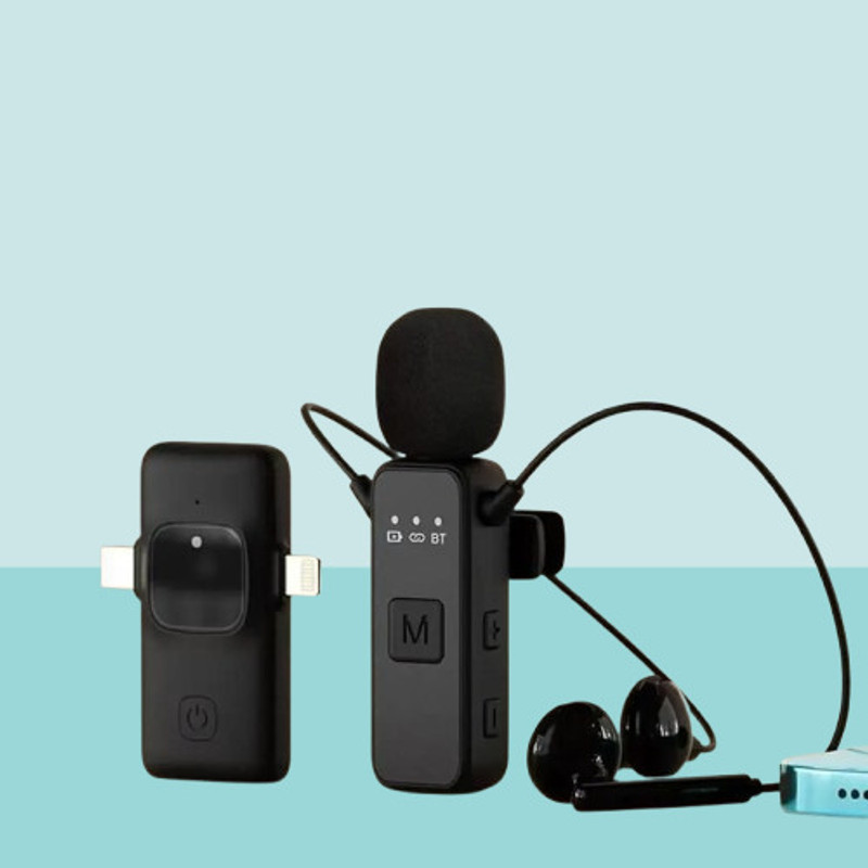 HRYFiNE 2.4G Professional Wireless Live Streaming Lavalier Mic With Type-C/Lightning Camera Microphone