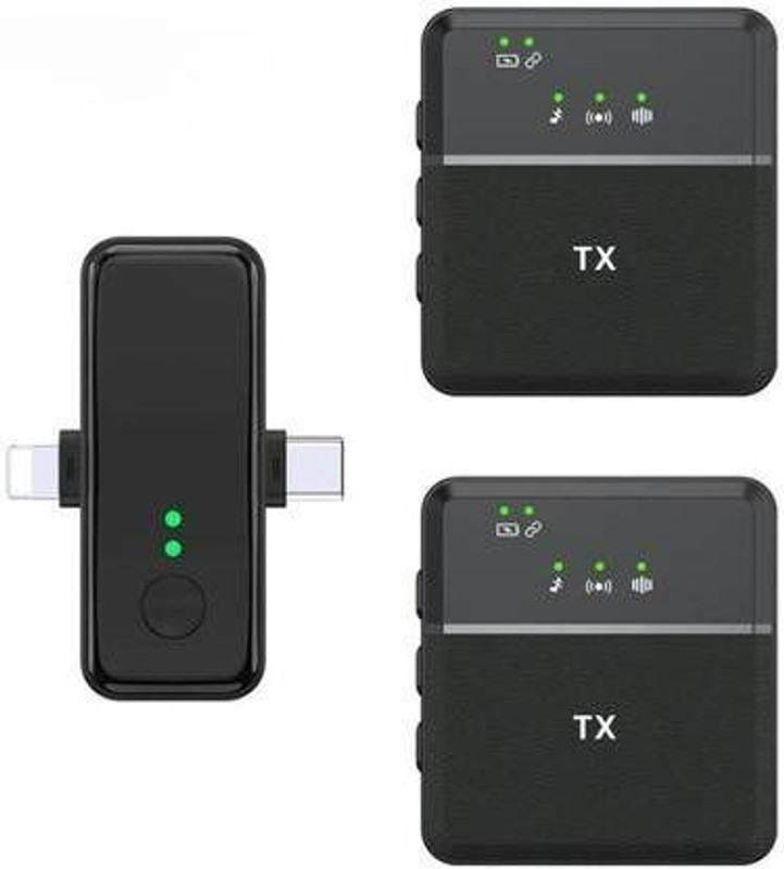 Perfx Point Dual Wireless Mini Mic with 2 TX + 1 RX for Smartphone Recording Camera Microphone
