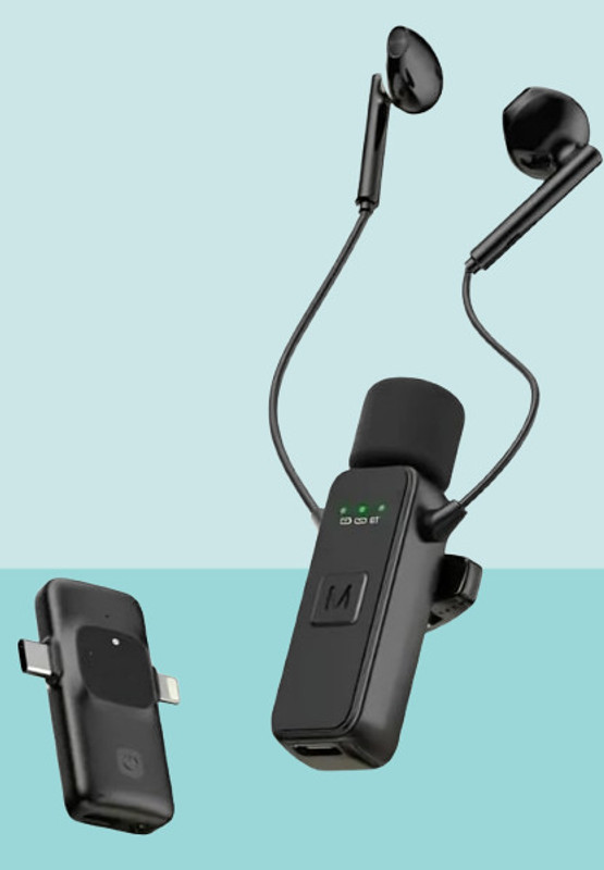 HRYFiNE Professional Wireless Live Streaming Lavalier Mic With 5 Voice Changer for Video Camera Microphone