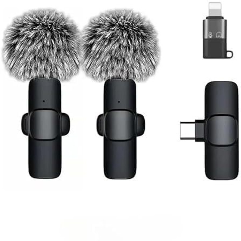 VALORACE K9 Dual Wireless Lavalier Microphone for Android/iPhone – 3-in-1 Collar Mic Camera Microphone
