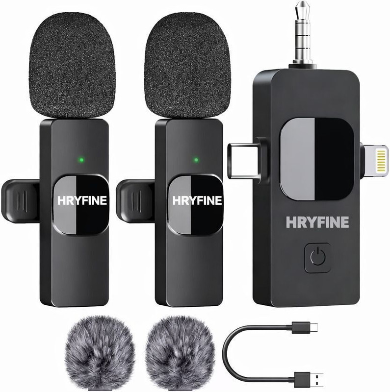 HRYFiNE Wireless Microphone with Noise Reduction,Ideal mic for YouTube Video Recording Camera Microphone