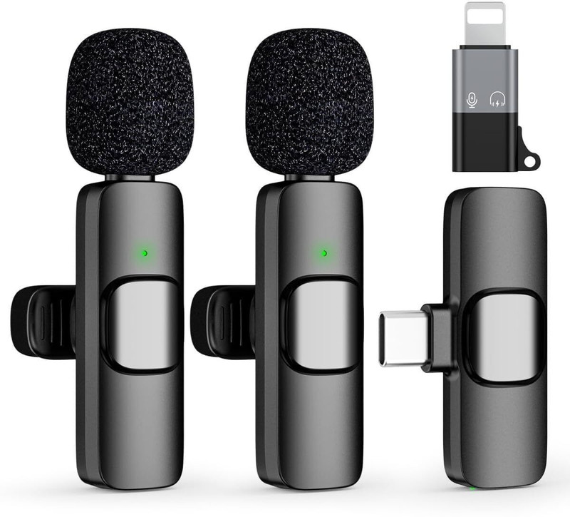 NOORCAM K9 Dual Wireless Mic for Youtuber ,Type-C & iphone Support Camera Microphone