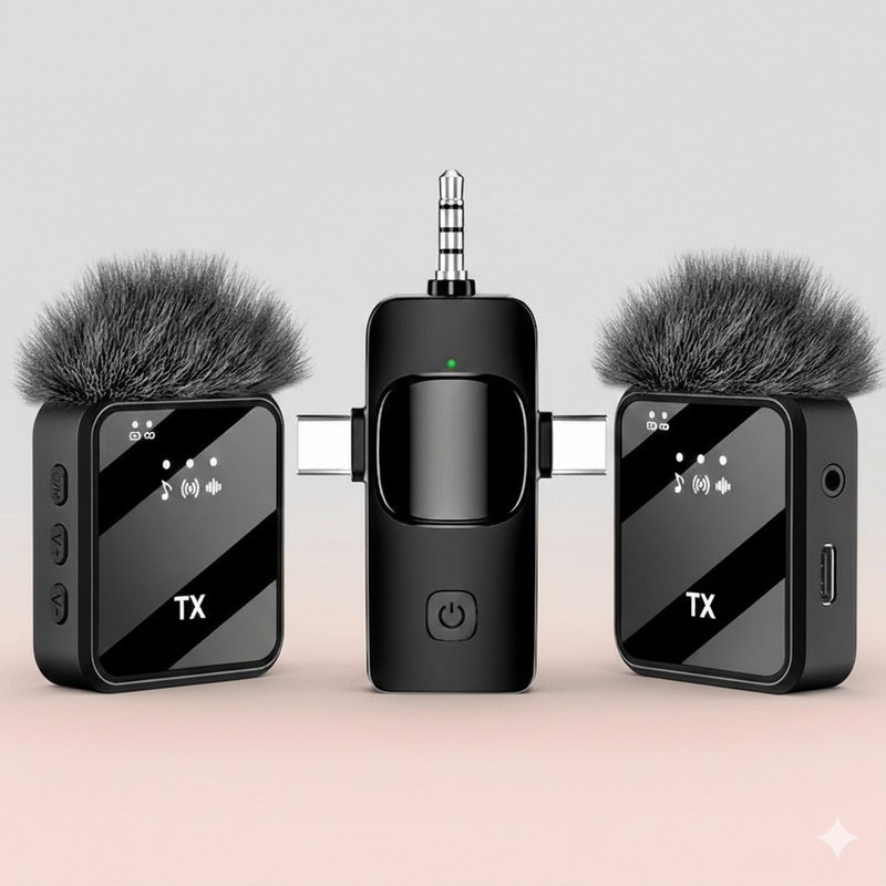 PLUG PULSES F11-2 Wireless Microphone – Dual Transmitter Lavalier Mic System Camera Microphone