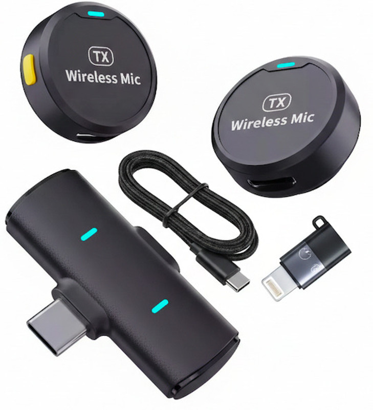 Inner M1 Dual Wireless Lavalier Mic with USB-C & Lightning Support Microphone