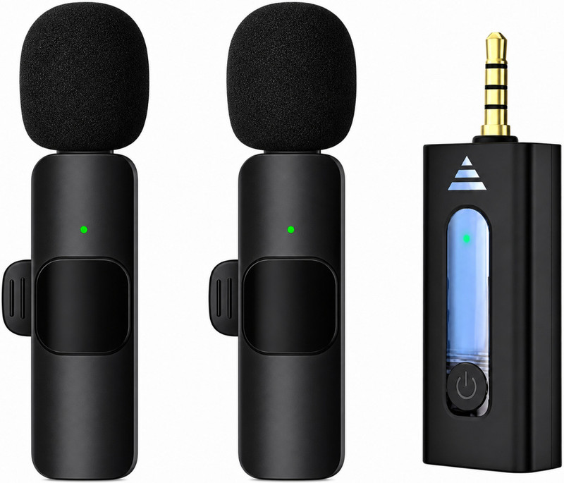 RV Enterprises ® K35 Dual Wireless Microphone for YouTube Video Voice Recording XQ8 Camera Microphone